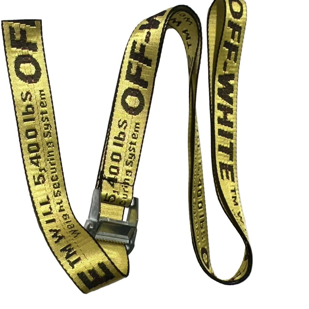 OFF-WHITE Industrial Belt Yellow Black Nylon Webbing Metal Buckle